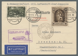 Zeppelinpost Deutschland: 1931 - 2. SAF, Zuleitung Saar Auf Portorichtig Und Hochwertig Mit U.a. Mi. - Luft- Und Zeppelinpost