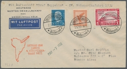 Zeppelinpost Deutschland: 1932 - 4. SAF, Mit 1 RM Polarfahrt (!) Mit Zusatzfrankatur Frankierter Flu - Poste Aérienne & Zeppelin