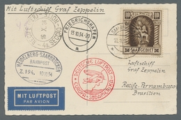 Zeppelinpost Deutschland: 1934 - 10. SAF, Zuleitung Saar Auf Hochwertig Mit Mi. 103 (Eckzahnfehler) - Correo Aéreo & Zeppelin