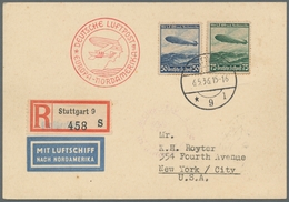 Zeppelinpost Deutschland: 1936, "1.Nordamerikafahrt" 5 Belege Mit Entsprechenden Flugbestätigungsste - Correo Aéreo & Zeppelin