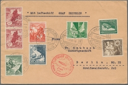 Zeppelinpost Deutschland: 1938, Sudetenlandfahrt 5 Belege Mit Jeweils Entsprechendem Rotem Sonderbes - Correo Aéreo & Zeppelin