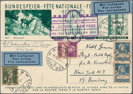 Katapult- / Schleuderflugpost: 1933, 10 C Postal Stationery Card With Additional Franking From BASEL - Luchtpost & Zeppelin