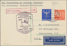 Katapult- / Schleuderflugpost: 1934, Airmail Card From AMSTERDAM 27, VII 34 Via Cherbourg Mit Blauem - Correo Aéreo & Zeppelin