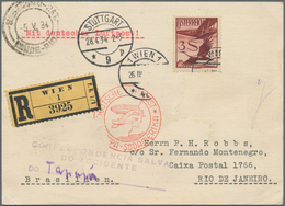 Katastrophenpost: 1934, Registered Card From Vienna 26.4.34 To Rio De Janeiro Via Stuttgart 28.4.34/ - Autres & Non Classés