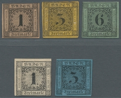 Baden - Marken Und Briefe: 1851-1858, Ziffernausgabe, Fünf Verschiedene Neudrucke Teils Mit Gummieru - Autres & Non Classés