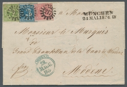 Bayern - Marken Und Briefe: 1856, 3 Kr Blau, 1 Kr Rosa Und 9 Kr Gelbgrün, Die 1 Kr Oben Angeschnitte - Otros & Sin Clasificación