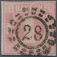 Bayern - Marken Und Briefe: 1 Kr. Rosa, Seltene Platte 2 Mit Spitzen Ecken, Farbfrisch Und Ringsum V - Andere & Zonder Classificatie