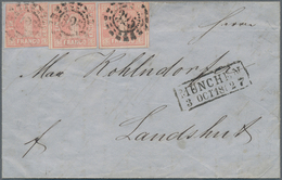 Bayern - Marken Und Briefe: 1850, 1 Kr. Rosa, Platte 2 Mit Spitzen Ecken, Drei Exemplare, Entwertet - Autres & Non Classés
