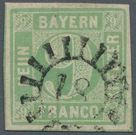 Bayern - Marken Und Briefe: 1853, "9 Kr. Blaugrün In Type II", Farbfrischer Wert Mit Zentralem GMR " - Andere & Zonder Classificatie