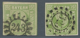 Bayern - Marken Und Briefe: 1851-62, "9 Kr. Mai- Bzw. Gelbgrün, Type I", Zwei Farbfrische Werte Mit - Andere & Zonder Classificatie