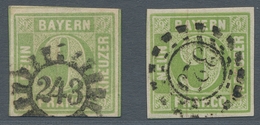 Bayern - Marken Und Briefe: 1851-62, "9 Kr. Mai- Bzw. Gelbgrün, Type I", Zwei Farbfrische Werte Mit - Other & Unclassified