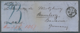 Bayern - Marken Und Briefe: 1867, Incoming Mail: "23" (Kr.), Blauer Taxstempel Von Aachen Auf Faltbr - Andere & Zonder Classificatie