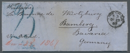 Bayern - Marken Und Briefe: 1867, Incoming Mail: "23" (Kr.), Blauer Taxstempel Von Aachen Auf Faltbr - Sonstige & Ohne Zuordnung