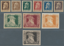 Bayern - Marken Und Briefe: 1911, 10 Ungezähnte Farb-Probedrucke Von 3 Pf. Bis 25 Pf. Und 2 M, 3 M, - Autres & Non Classés