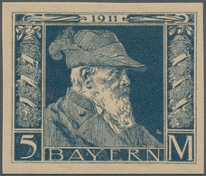 Bayern - Marken Und Briefe: 1911, 5 Mk Luitpold Ungezähnt, Postfrisch In Breitrandiger Top-Erhaltung - Otros & Sin Clasificación