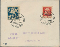 Bayern - Marken Und Briefe: 1912, Halbamtl. FLUGPOST: 25 Pf Dunkelpreußischblau In MiF Mit Luitpold - Andere & Zonder Classificatie