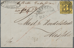 Bremen - Stempel: 1853, Vorphila-Segmentstempel "BREMEN F.TH.u.TAX.O P.A." Und Taxis-Nummernstempel - Bremen