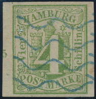 Hamburg - Marken Und Briefe: 1859, "4 Schilling Gelbgrün, Geschnitten", Besonders Farbfrischer Wert - Hamburg (Amburgo)