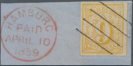 Hamburg - Marken Und Briefe: 1859, "9 Schilling Orangegelb, Geschnitten", Besonders Farbfrischer Und - Hamburg (Amburgo)