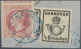 Hannover - Marken Und Briefe: 1860: ½ Gr Mit Weißer Gummierung, Im Paar Geklebt Mit 1 Gr Georg V. Au - Hannover