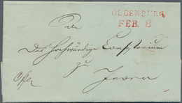 Oldenburg - Vorphilatelie: 1820 (ca.), "OLDENBURG / FEB 8" SELTENER ROTER L2 Auf Sehr Schöner Faltbr - [Voorlopers