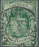 Sachsen - Marken Und Briefe: 1851, "3 Pfg. Saftiggrün, Erstauflage", Farbfrischer Wert Mit Zentralem - Sachsen