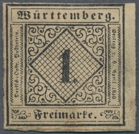 Württemberg - Marken Und Briefe: 1851, Ziffern 1 Kr. Schwarz Auf Gelbweiß In Type II Ungebraucht Mit - Autres & Non Classés