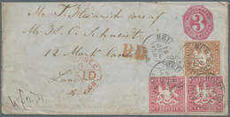 Württemberg - Marken Und Briefe: 1867, 9 Kr Rötlichbraun Und 2x 3 Kr Rotkarmin Als Zusatzfrankatur A - Altri & Non Classificati