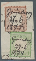 Deutsches Reich - Brustschild: 1873, Großer Brustschild 1 Und 9 Kreuzer Auf Briefstück Mit Seltener - Unused Stamps