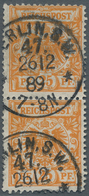 Deutsches Reich - Krone / Adler: 1889, Krone/Adler 25 Pfennig Orangegelb Nr. 49 A, Senkrechtes Paar - Storia Postale