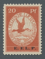 Deutsches Reich - Germania: 1912, Flugpostmarke 20 Pfg. Mit Aufdruck E.EL.P. Postfrisch Und Gut Gezä - Andere & Zonder Classificatie