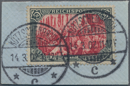 Deutsches Reich - Germania: 1900, Freimarke 5 Mark Grünschwarz/bräunlichkarmin, Type I Ohne Nachmalu - Autres & Non Classés