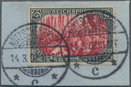 Deutsches Reich - Germania: 1900, Freimarke 5 Mark Grünschwarz/bräunlichkarmin, Type I Ohne Nachmalu - Andere & Zonder Classificatie