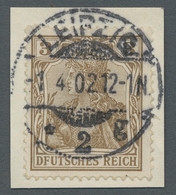 Deutsches Reich - Germania: 1902, "3 Pfg. Germania Ohne WZ. Mit PLF I", Einmal Auf Briefstück Und Ei - Otros & Sin Clasificación