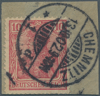 Deutsches Reich - Germania: 1902, 10 Pfg. Germania, CHEMNITZER POSTFÄLSCHUNG, Gezähnt (unten Etwas K - Otros & Sin Clasificación