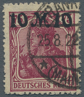 Deutsches Reich - Inflation: 1921, 75 Pfg Germania Mit Falschem Überdruck "10 M 10" Zum Schaden Der - Brieven En Documenten