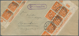 Deutsches Reich - Inflation: 1923, 5 M Dkl'orange Arbeiter, 12 Stück Incl. Senkrechtem 10er-Streifen - Briefe U. Dokumente