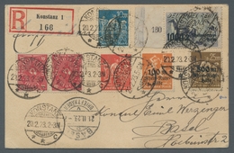 Deutsches Reich - Inflation: 1923, "Rhein-Ruhrhilfe" Mit Zusatzfrankatur Auf Portorichtiger R-Karte - Lettres & Documents