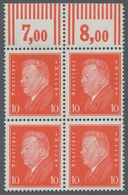 Deutsches Reich - Weimar: 1928, "10 Pfg. Ebert", Postfrischer Oberrandviererblock Mit Zweimal Walzen - Neufs