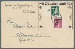 Deutsches Reich - 3. Reich: 1936, "Freizeitkongress", Zwei Randwerte Auf Privat Gestaltetem Umschlag - Autres & Non Classés