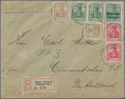 Deutsche Post In Marokko: 1905, 5 C Auf 5 (Pf) Germania Aufdruck In Frakturschrift Entwertet Mit K1 - Marocco (uffici)