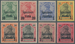 Deutsche Post In Der Türkei: 1900, 10 Pa. Bis 4 Pa. Auf Germania Mit Aufdruck "Specimen", Postfrisch - Turkse Rijk (kantoren)