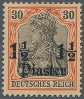 Deutsche Post In Der Türkei: 1905, 1 1/2 Pia Auf 30 Pf Germania Mit AUFDRUCKFEHLER "große 1 Waager. - Turquie (bureaux)