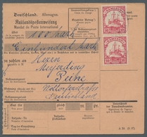 Deutsche Kolonien - Kamerun: 1906, Kaiseryacht 10 Pfennig Zweimal Auf Ungelaufener Postanweisung Mit - Kameroen