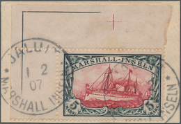 Deutsche Kolonien - Marshall-Inseln: 1901, 5 Mark Schiffszeichnung, Außergewöhnlich Breite Luxusboge - Isole Marshall