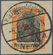 Deutsche Besetzung I. WK: Postgebiet Ober. Ost - Libau: 1919, 25 Pf. Rotorange/schwarz Auf Gelbweiß - Occupazione 1914 – 18