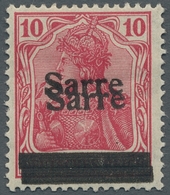 Deutsche Abstimmungsgebiete: Saargebiet: 1920, "10 Pfg. Germania/Sarre Mit Doppeltem Aufdruck", Unge - Briefe U. Dokumente