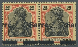 Deutsche Abstimmungsgebiete: Saargebiet: 1920, "25 Pfg. Germania/Sarre Mit Aufdruckverschiebung Text - Lettres & Documents