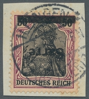 Deutsche Abstimmungsgebiete: Saargebiet: 1920, "50 Pfg. Germania/Sarre Mit Kopfstehendem Aufdruck", - Cartas & Documentos