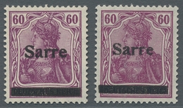 Deutsche Abstimmungsgebiete: Saargebiet: 1920, "60 Pfg. Germania/Sarre Rosa- Bzw. Purpurlila", Postf - Cartas & Documentos